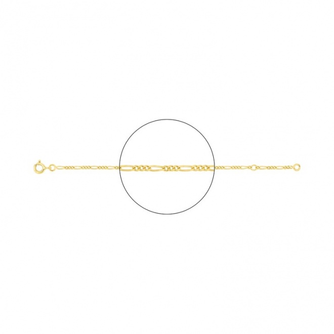 Pulsera de bebé de oro amarillo de 9 Kt, cadena cartier 3+1 de 1,7 mm