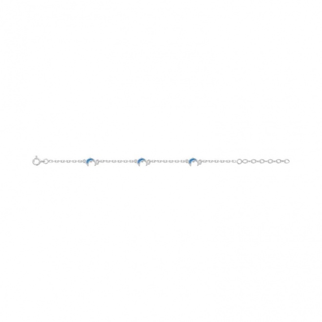 Pulsera infantil de plata 925 con esmalte, lunas azules