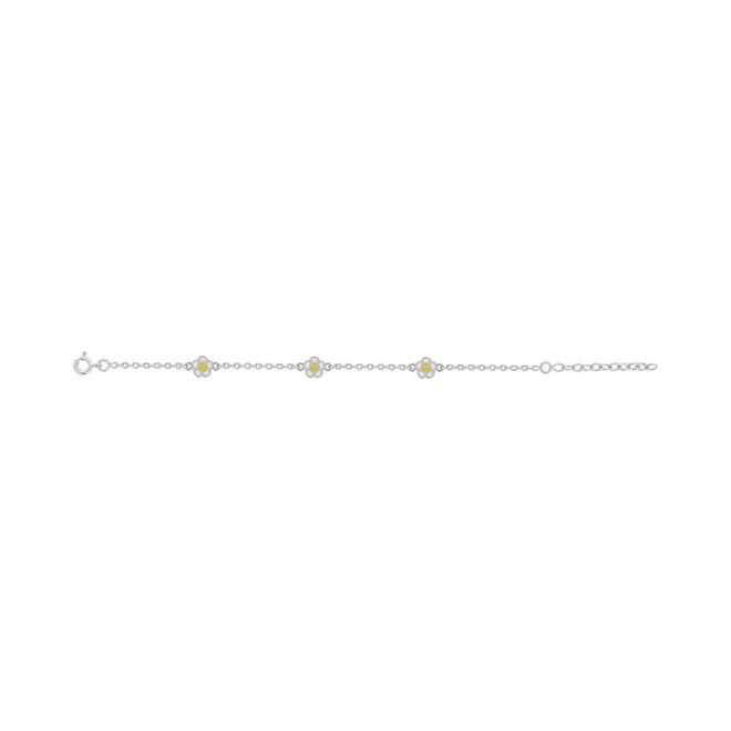 Pulsera infantil de plata 925 con esmalte, flores