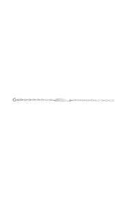 Pulsera infantil con placa recta de plata 925, cadena grano de café