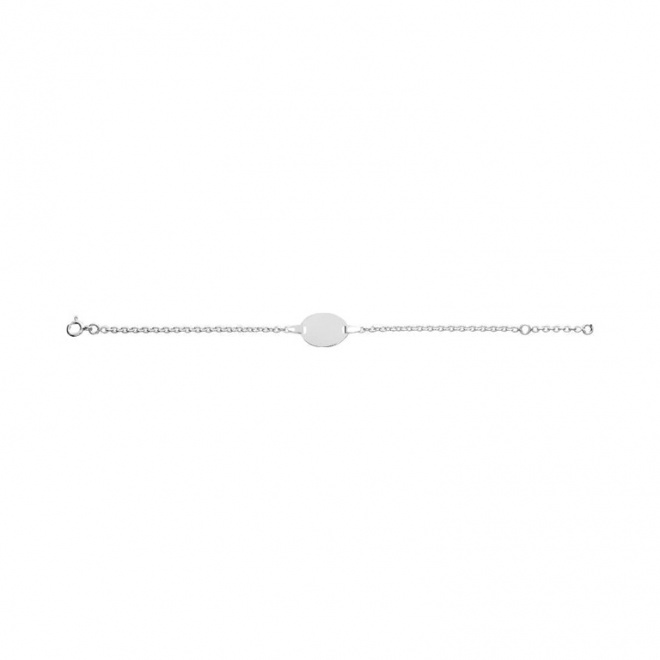 Pulsera infantil con placa ovalada de plata 925, cadena rolo