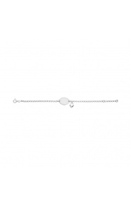 Pulsera infantil con placa ovalada de plata 925, corazón colgante
