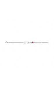 Pulsera infantil con placa ovalada de plata 925 con esmalte, mariquita