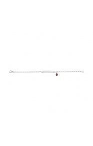 Pulsera infantil con placa recta de plata 925 con esmalte, mariquita colgante
