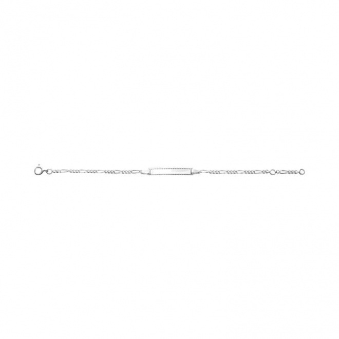 Pulsera infantil con placa diamantada de plata 925, cadena cartier 3+1