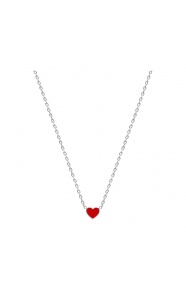 Collar infantil de plata 925 con esmalte, corazón rojo