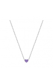 Collar infantil de plata 925 con esmalte, corazón lila