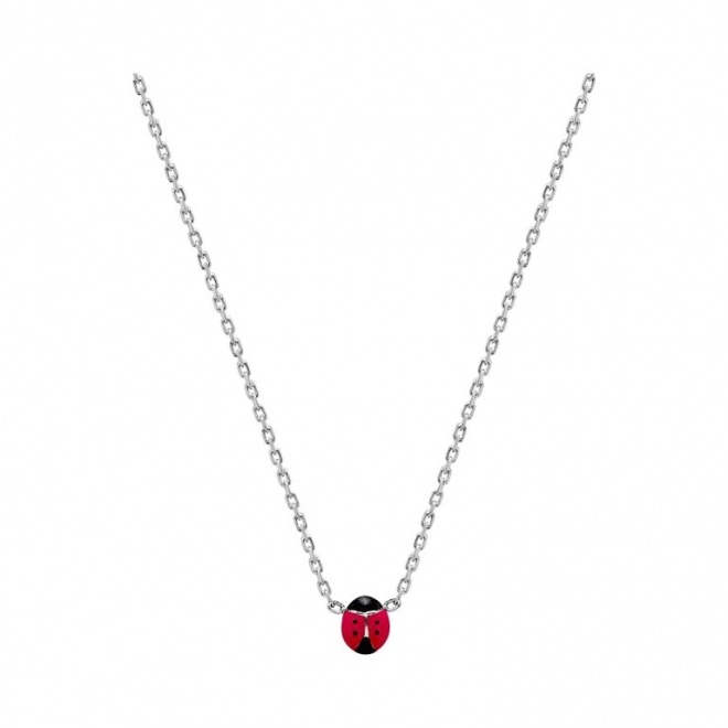 Collar infantil de plata 925 con esmalte, mariquita