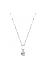 Collar infantil de plata 925 con esmalte, trébol de colores