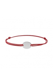 Pulsera infantil de plata 925 y cordón rojo, chapa ovalada