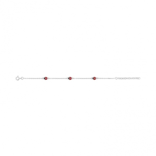 Pulsera infantil de plata 925 con esmalte, mariquitas pequeñas