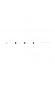Pulsera infantil de plata 925 con esmalte, mariquitas, cadena forzada