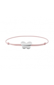 Pulsera infantil de plata 925 y cordón rosa, mariposa