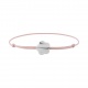 Pulsera infantil de plata 925 y cordón rosa, flor