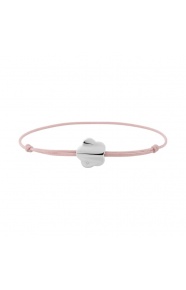 Pulsera infantil de plata 925 y cordón rosa, flor