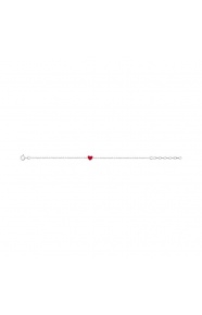 Pulsera infantil de plata 925 con esmalte, corazón rojo