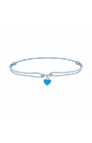Pulsera infantil de plata 925 y cordón azul, corazón esmaltado