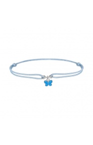 Pulsera infantil de plata 925 y cordón azul, mariposa esmaltada