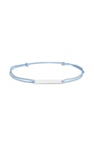 Pulsera infantil de plata 925 y cordón azul, chapa para grabar