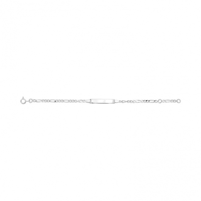 Pulsera infantil con placa recta de plata 925, cadena cartier 3+1