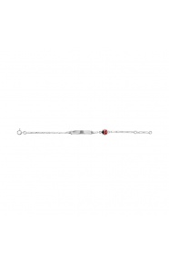 Pulsera infantil con placa recta de plata 925 con esmalte, mariquita, cadena cartier