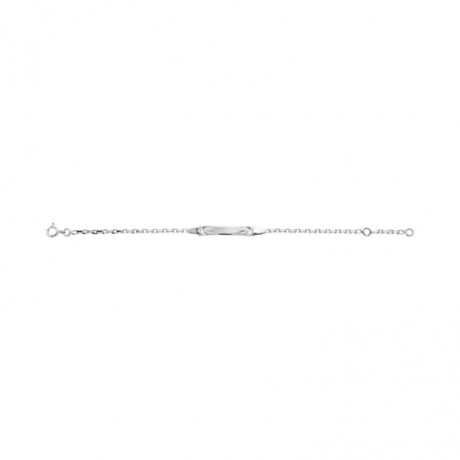 Pulsera infantil con placa con rayos tallados de plata 925, cadena singapur