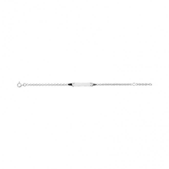 Pulsera infantil con placa recta de plata 925, cadena rolo