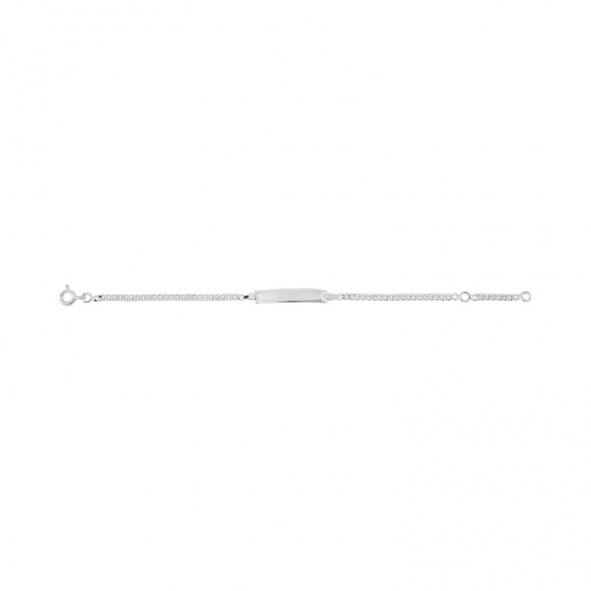 Pulsera infantil con placa recta de plata 925, cadena marinera