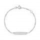 Pulsera infantil con placa recta de plata 925, cadena forzada fina