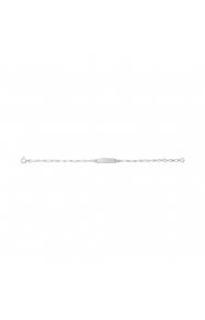 Pulsera infantil con placa redondeada de plata 925, cadena cartier larga