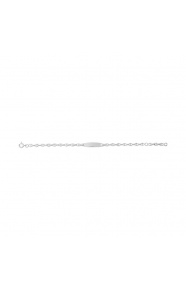 Pulsera infantil con placa redondeada de plata 925, cadena grano de café gruesa