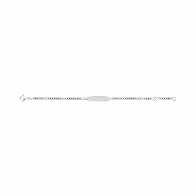 Pulsera infantil con placa redondeada de plata 925, cadena barbada