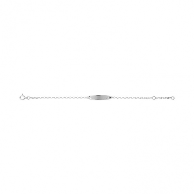 Pulsera infantil con placa redondeada de plata 925, cadena forzada fina