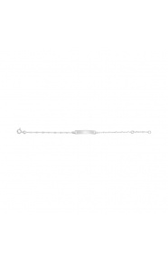Pulsera infantil con placa recta de plata 925, cadena forzada con bolitas
