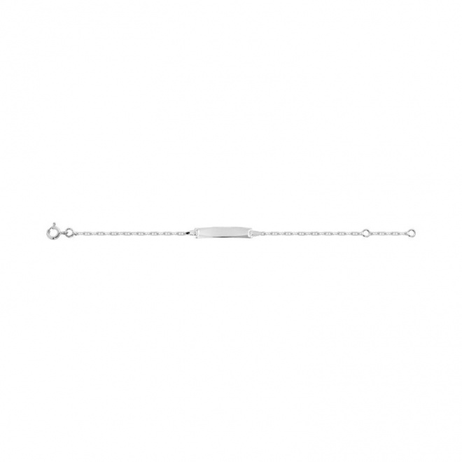 Pulsera infantil con placa recta de plata 925, cadena marinera fina