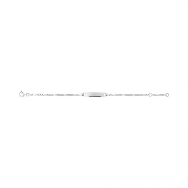 Pulsera infantil con placa recta de plata 925, cadena cartier larga