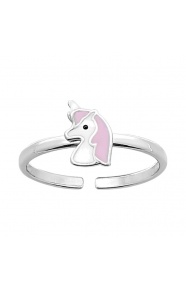 Anillo infantil de plata 925 con esmalte, unicornio