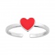 Anillo infantil de plata 925 con esmalte, corazón rojo