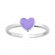 Anillo infantil de plata 925 con esmalte, corazón lila