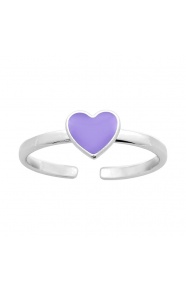 Anillo infantil de plata 925 con esmalte, corazón lila