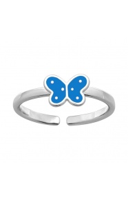 Anillo infantil de plata 925 con esmalte, mariposa azul