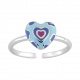 Anillo infantil de plata 925 con esmalte, corazón de colores