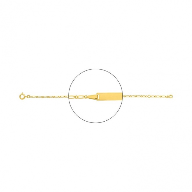 Pulsera infantil con placa recta chapada en oro, cadena cartier larga