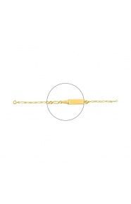Pulsera infantil con placa recta chapada en oro, cadena cartier y corazón colgante