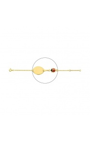 Pulsera infantil con placa ovalada chapada en oro con esmalte, mariquita