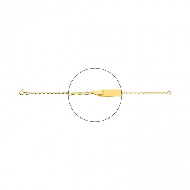 Pulsera infantil con placa recta chapada en oro, cadena forzada