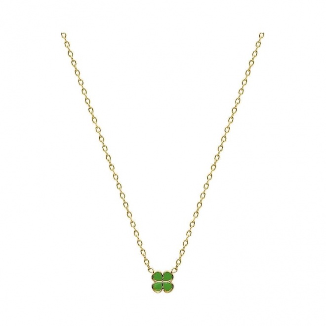 Collar infantil chapado en oro con esmalte, trébol