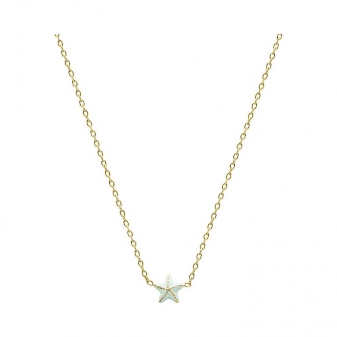 Collar infantil chapado en oro con esmalte, estrella verde