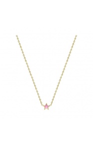 Collar infantil chapado en oro con esmalte, estrella rosa