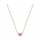 Collar infantil chapado en oro con esmalte, mariposa rosa